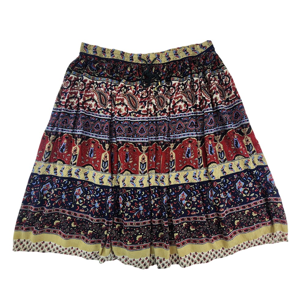 Sag Harbor Skirt Womens Small Multicolor Paisley Peasant Boho Rayon Knee Length